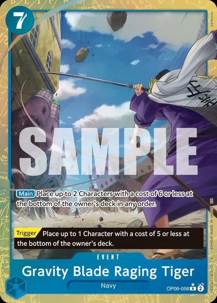 Gravity Blade Raging Tiger, One Piece card OP06-058 — WINGS OF THE CAPTAIN set