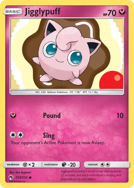 Jigglypuff, Pokémon card LOT 133 — Lost Thunder set