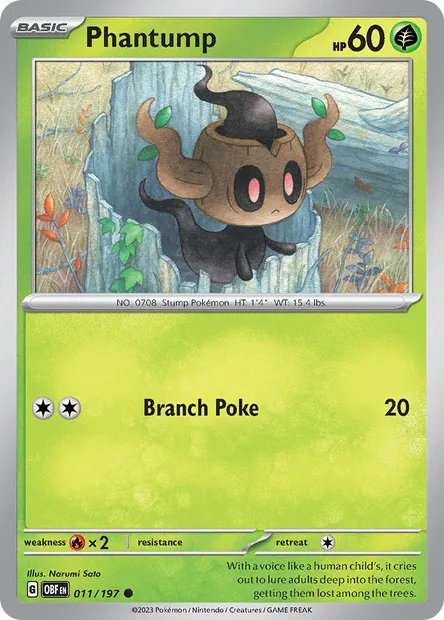 Phantump, Pokémon card OBF 011 — Obsidian Flames set