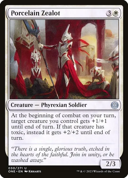 Porcelain Zealot, Magic card ONE 30 — Phyrexia: All Will Be One set