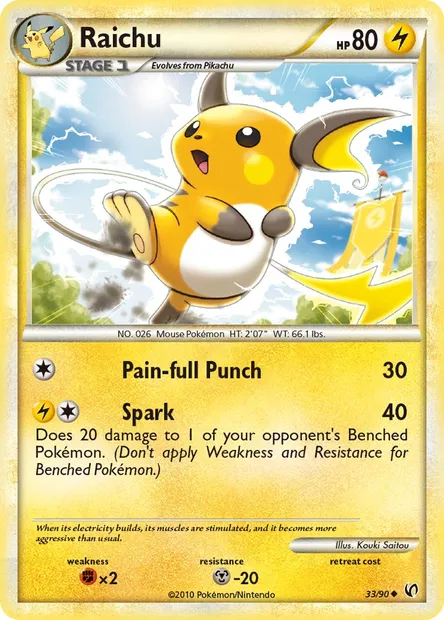 Raichu, Pokémon card UD 33 — Undaunted set
