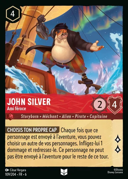 John Silver - Ami féroce, carte Disney Lorcana CH6-109 — extension La Mer Azurite