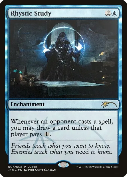 Rhystic Study, Magic card J18 7 — Judge Gift Cards 2018 set