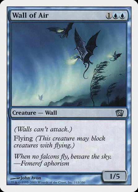 Mur d'air, carte Magic 8ED 113 — extension Huitième Edition