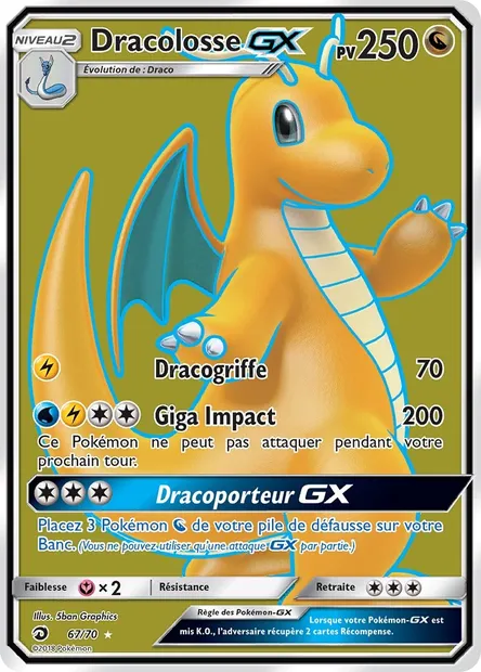 Dracolosse GX, carte Pokémon DRM 67 — extension Majesté Des Dragons