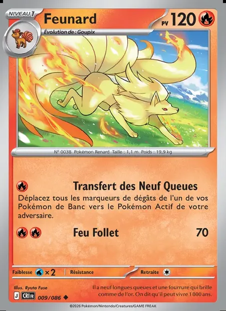 Feunard, carte Pokémon CRI 009 — extension Chaos Ascendant