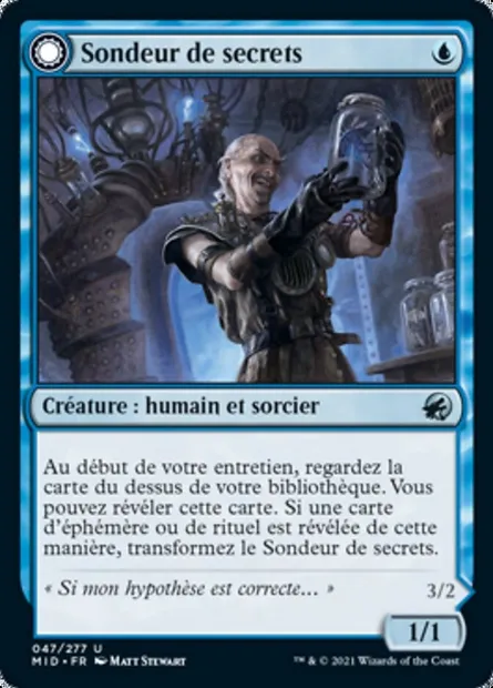 Delver of Secrets // Insectile Aberration, carte Magic MID 47 — extension Innistrad : chasse de minuit