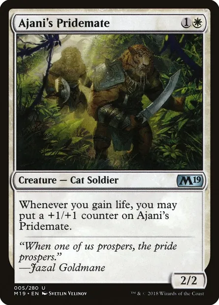Ajani's Pridemate, Magic card M19 5 — Core Set 2019 set