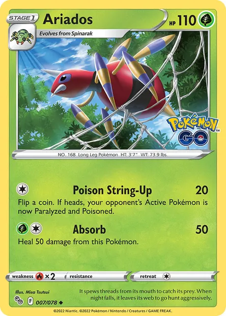 Ariados, Pokémon card PGO 007 — Pokémon GO set