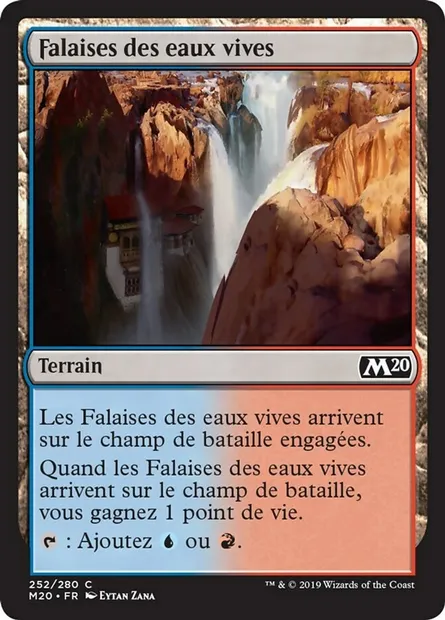 Falaises des eaux vives, carte Magic M20 252 — extension Core Set 2020