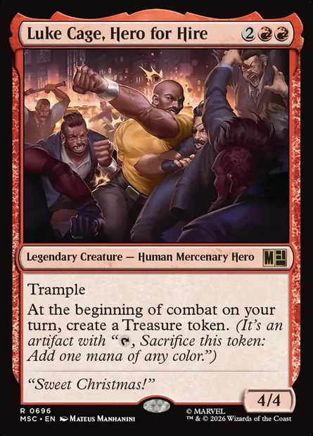 Luke Cage, Hero for Hire, Magic card MSC 696 — Marvel Super Heroes Commander set