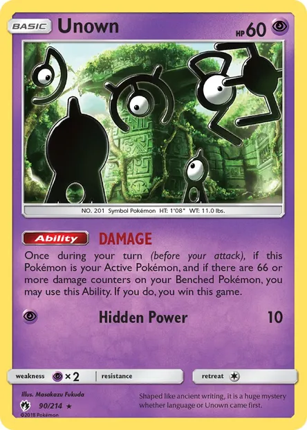 Unown, Pokémon card LOT 90 — Lost Thunder set