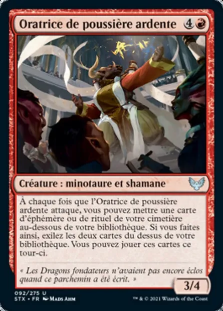 Oratrice de poussière ardente, carte Magic STX 92 — extension Strixhaven: l'Académie des Mages
