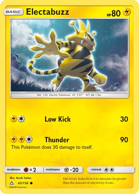 Electabuzz, Pokémon card UPR 43 — Ultra Prism set