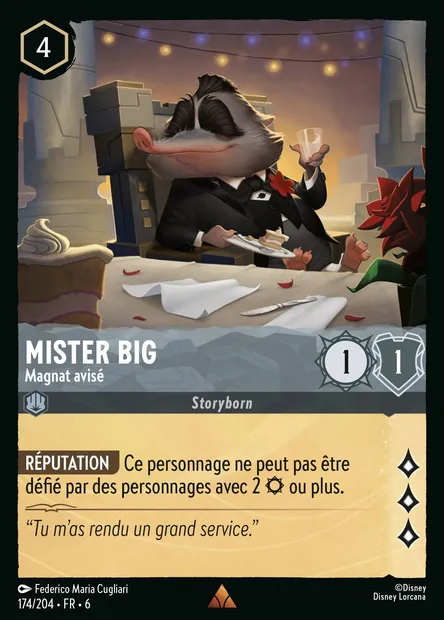 Mister Big - Magnat avisé, carte Disney Lorcana CH6-174 — extension La Mer Azurite