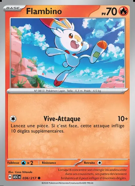 Flambino, carte Pokémon ASC 036 — extension Héros Transcendants