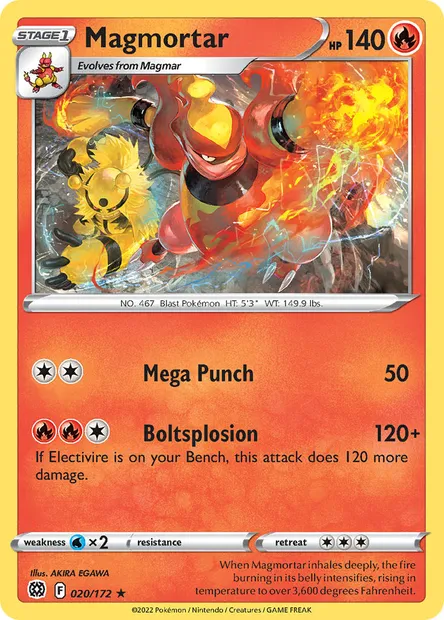 Magmortar, Pokémon card BRS 020 — Brilliant Stars set