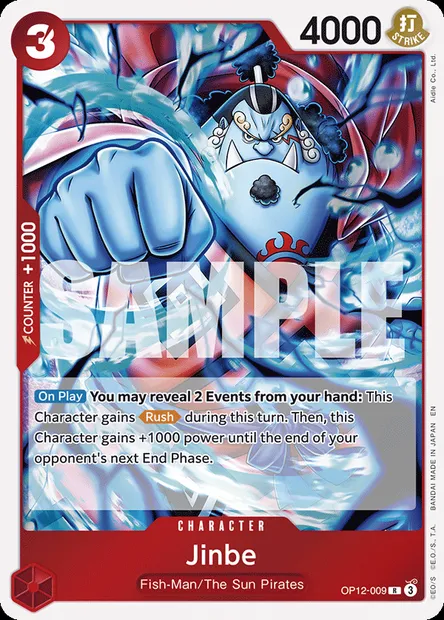 Jinbe, One Piece card OP12-009 — LEGACY OF THE MASTER set