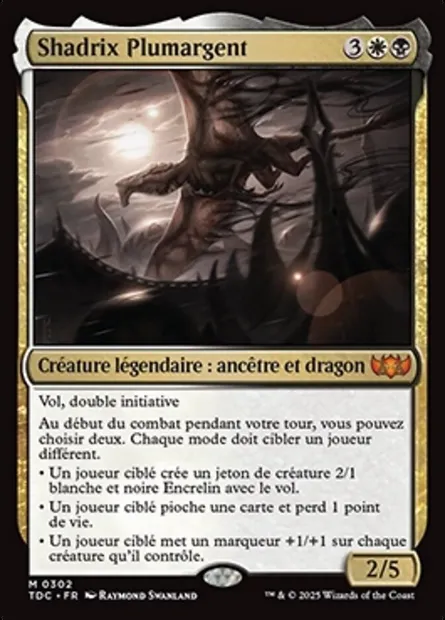 Shadrix Plumargent, carte Magic TDC 302 — extension Tarkir: Dragonstorm Commander