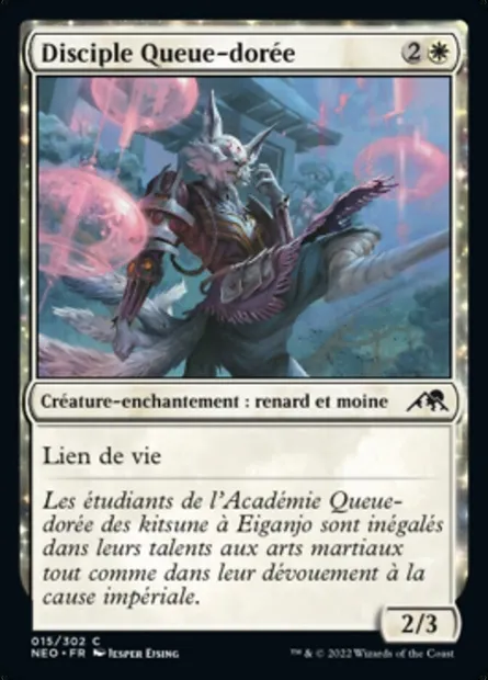 Disciple Queue-dorée, carte Magic NEO 15 — extension Kamigawa: La Dynastie Néon