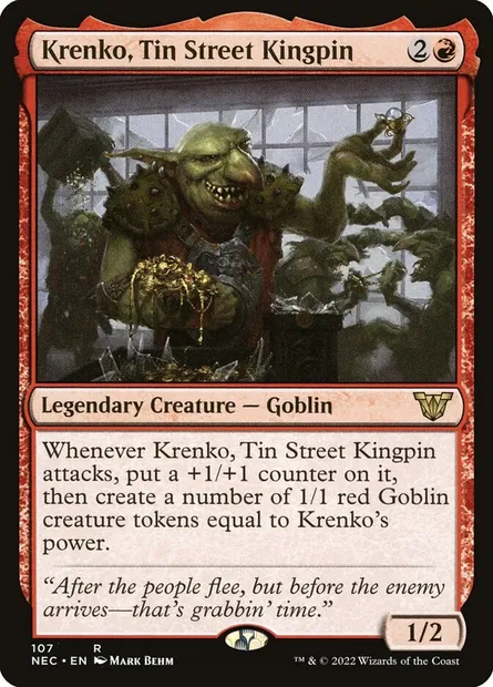 Krenko, Tin Street Kingpin, Magic card NEC 107 — Neon Dynasty Commander set