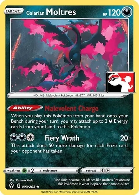 Galarian Moltres, Pokémon card PPS 093 — Play! Pokémon Prize Pack Series set