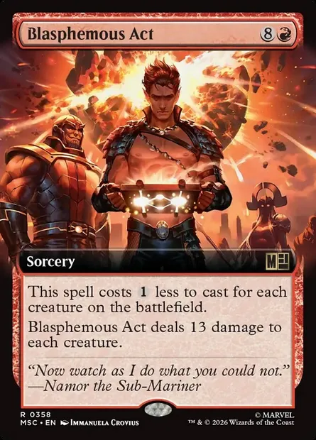 Blasphemous Act, Magic card MSC 358 — Marvel Super Heroes Commander set