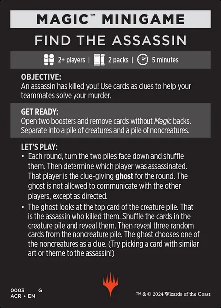 Find the Assassin // Find the Assassin (cont'd), carte Magic MACR 3 — extension Assassin's Creed Minigames