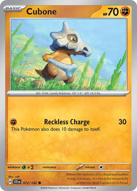 Cubone, Pokémon card SCR 072 — Stellar Crown set