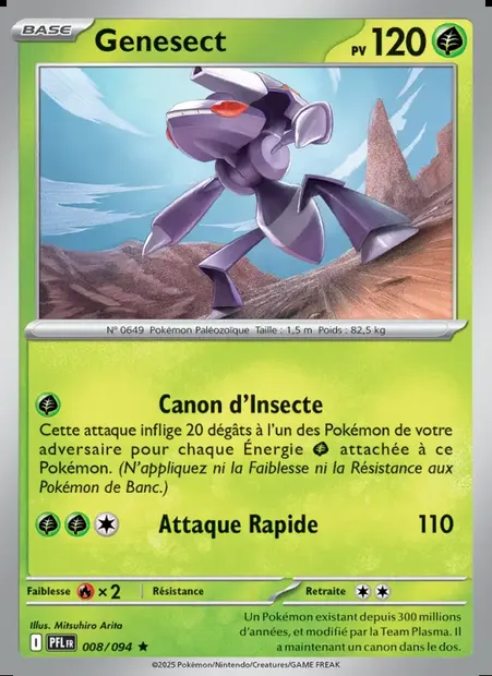 Genesect, carte Pokémon PFL 008 — extension Flammes Fantasmagoriques