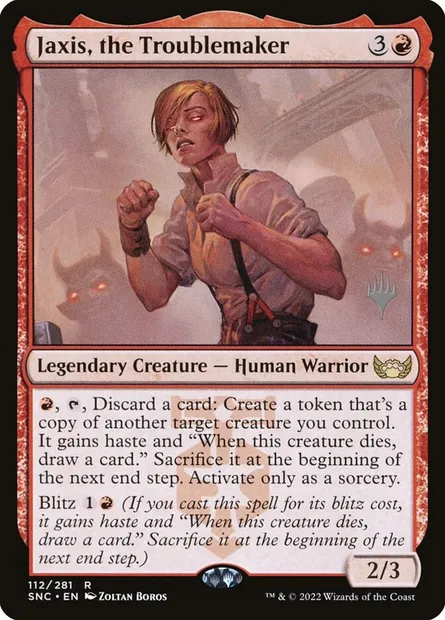 Jaxis, the Troublemaker, Magic card PSNC 112p — Streets of New Capenna Promos set