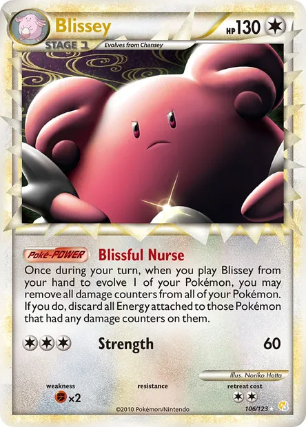 Blissey, Pokémon card HS 106 — HeartGold SoulSilver set