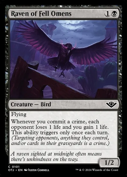 Raven of Fell Omens, Magic card OTJ 101 — Outlaws of Thunder Junction set