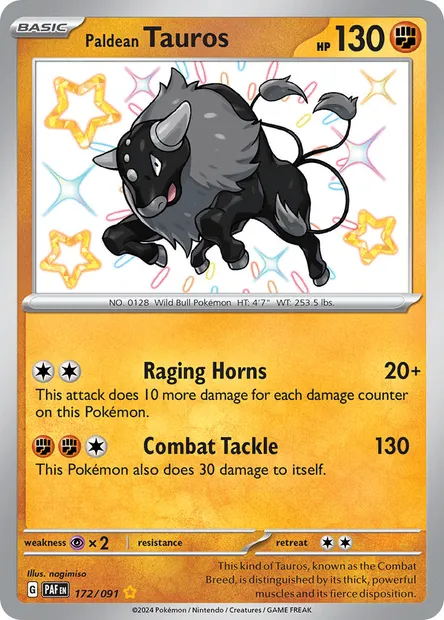 Paldean Tauros, Pokémon card PAF 172 — Paldean Fates set