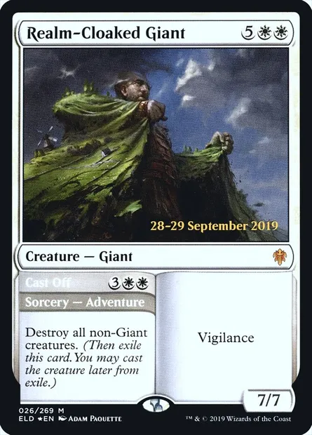 Géant drapé de royaume // Dévêtir, carte Magic PELD 26s — extension Throne of Eldraine Promos