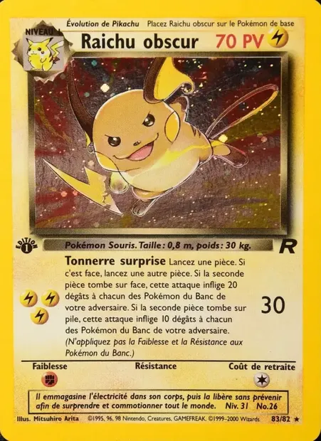 Raichu obscur, carte Pokémon TR 83 — extension Team Rocket