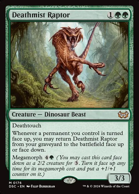 Deathmist Raptor, Magic card DSC 176 — Duskmourn: House of Horror Commander set