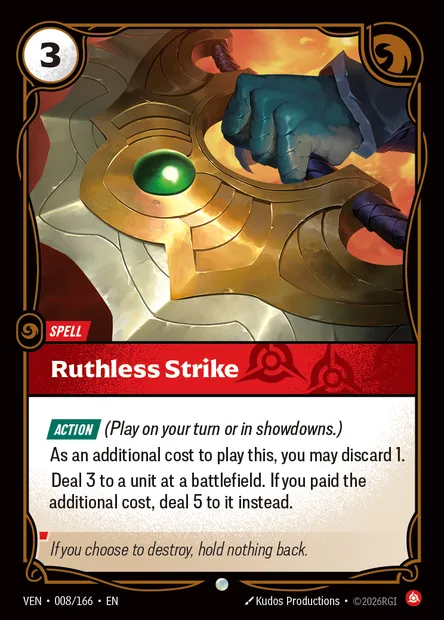 Ruthless Strike, Riftbound card VEN 008 — Vendetta set