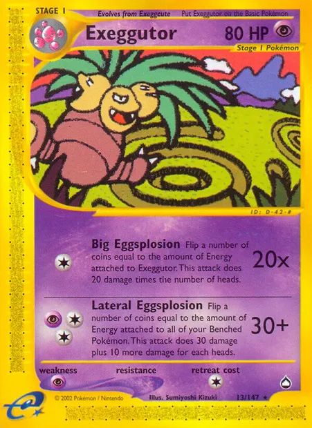 Exeggutor, Pokémon card AQ 13 — Aquapolis set