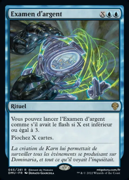 Examen d'argent, carte Magic DMU 65 — extension Dominaria Uni