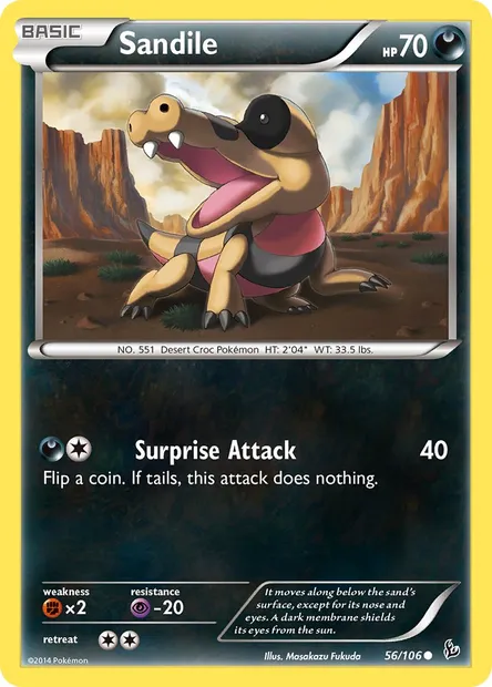 Sandile, Pokémon card FLF 56 — Flashfire set