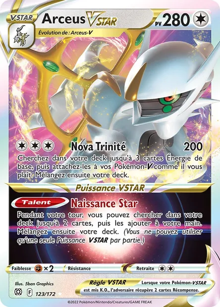 Arceus VSTAR, carte Pokémon BRS 123 — extension Stars Étincelantes