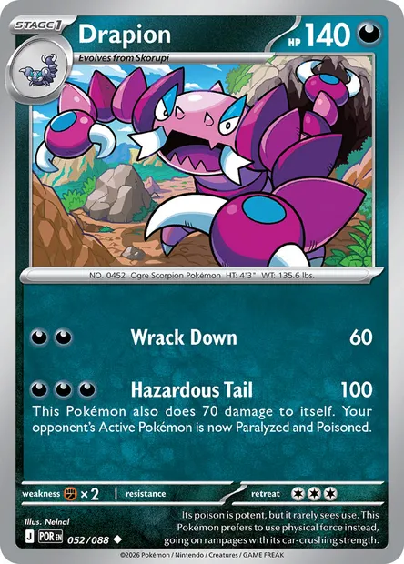 Drapion, Pokémon card POR 052 — Perfect Order set