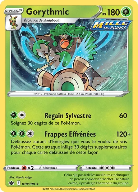 Gorythmic, carte Pokémon CRE 18 — extension Règne de Glace