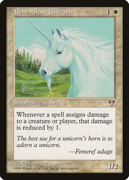 Benevolent Unicorn, Magic card MIR 4 — Mirage set