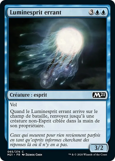 Luminesprit errant, carte Magic M21 65 — extension Core Set 2021