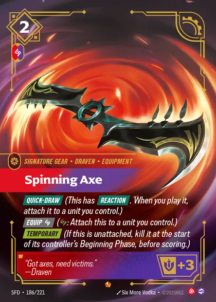 Spinning Axe, Riftbound card SFD 186 — Spiritforged set