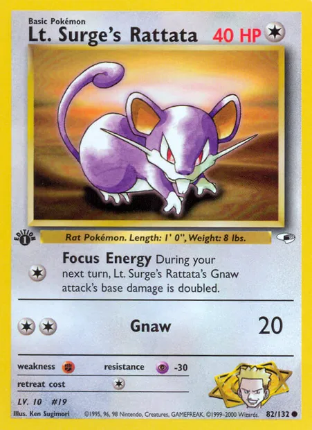 Lt. Surge's Rattata, Pokémon card GH 82 — Gym Heroes set