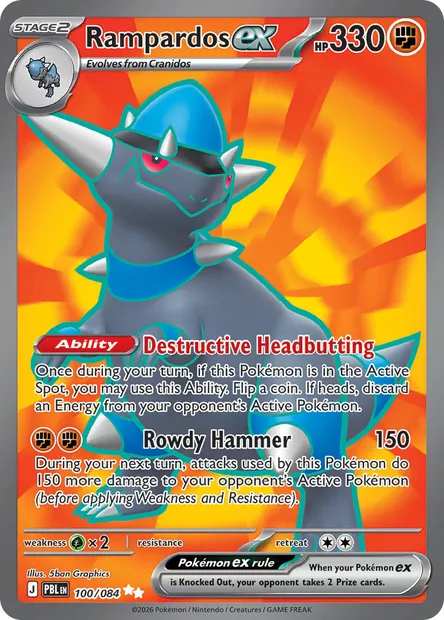 Rampardos ex, Pokémon card PBL 100 — Pitch Black set
