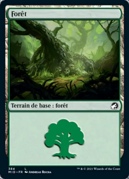 Forêt, carte Magic MID 384 — extension Innistrad : chasse de minuit
